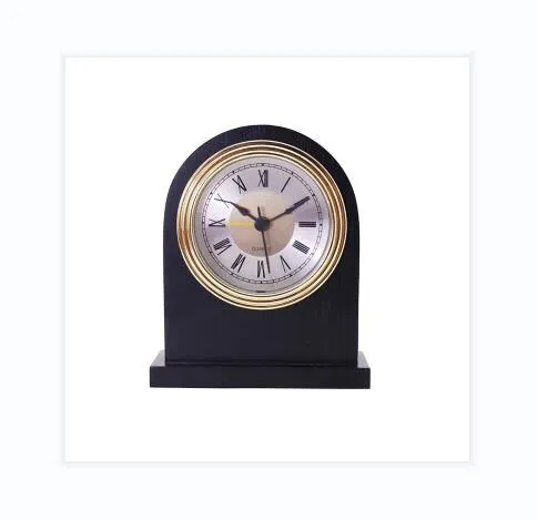 Gold Frame Silver Bottom Black Roman Aluminum Clock Face Black Solid Wood Alarm Cl1